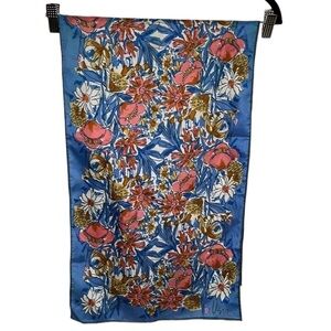 VTG Vera Neumann Blue Floral Rectangle Oblong Scarf HOLES